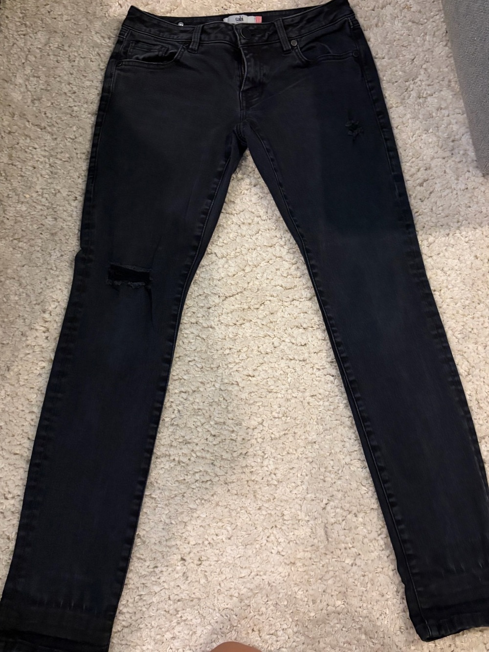 CAbi Black Skinny Jeans with Subtle Distressing